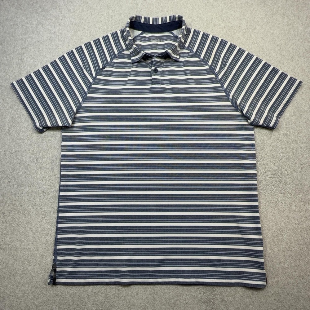 Rhone Delta Pique Polo Shirt Mens Medium Blue Stripe Performance Golf Outdoor